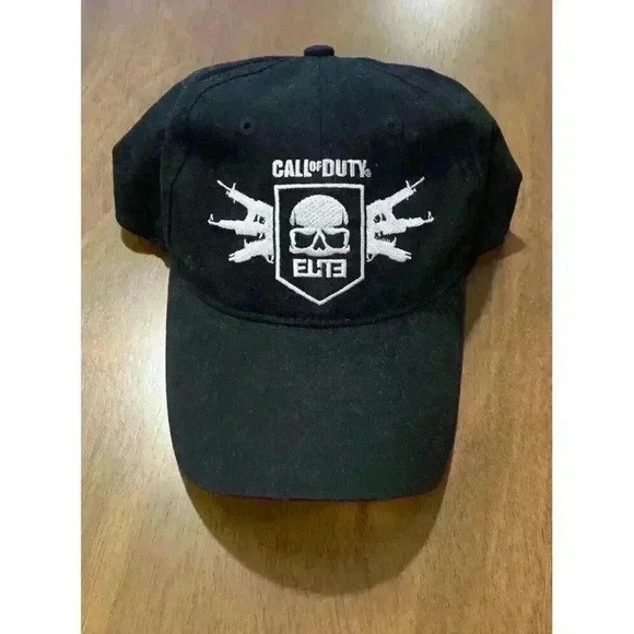 Call of Duty MW3 Elite Hat Black Strapback Cap Skull and Gun Embroidered Logo - Picture 2 of 8